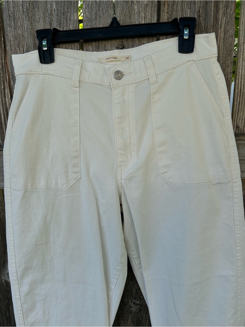 Levi's Cropped Utility Pants Women’s 30 Cream Cotton Ankle Baggy - Picture 4 of 11